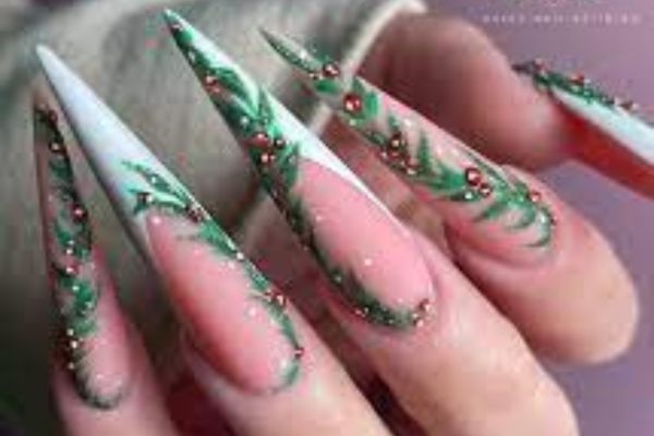 Mistletoe Green French Nails