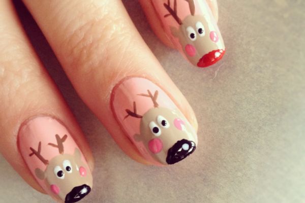 Rudolph The Red Nosed Reindeer Nail Art