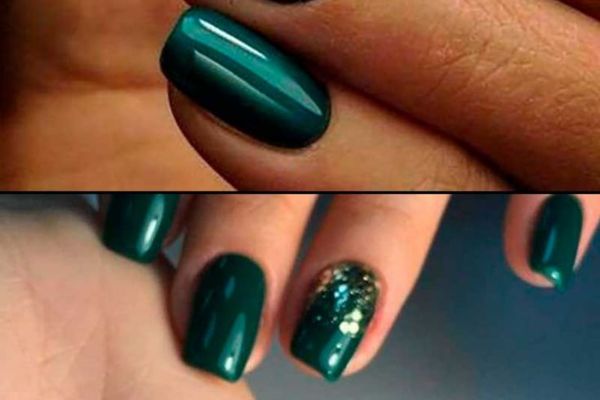 Snowy Forest Green French Nails